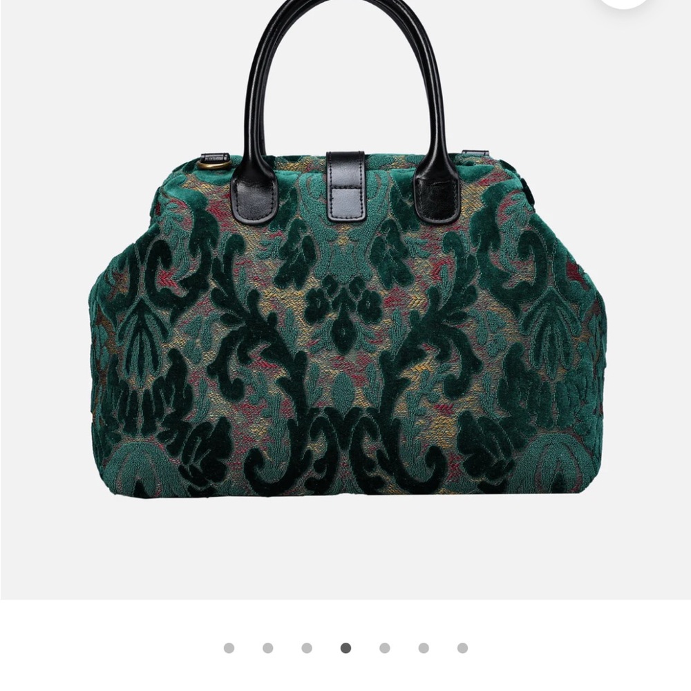 Chic Green and Black Floral Satchel